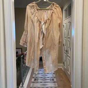 Lorena Lang peach silk poet blouse